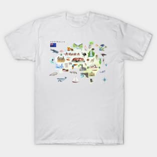 Illustrated Map of Australia T-Shirt